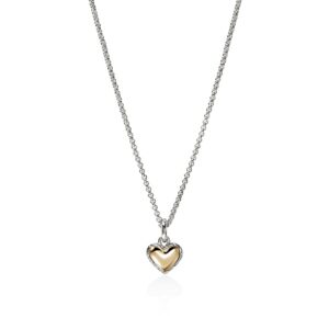 JH Essential Heart Pendant Necklace, Sterling Silver, Gold, 1.5MM
