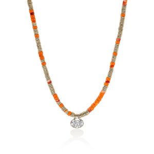 JH Lovestruck™ Heishi Pendant Necklace, Gold, Sterling Silver, Hardstones, Enamel, Diamond, 3.0TCW