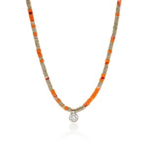 JH Lovestruck™ Heishi Pendant Necklace, Gold, Sterling Silver, Hardstones, Enamel, Diamond, 1.25TCW