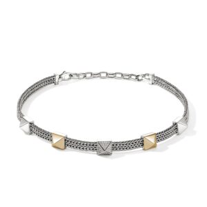 Icon Stud Choker, Gold, Sterling Silver, Diamonds, 6MM
