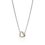 JH Essential Heart Link Necklace, Sterling Silver, Gold, Diamonds, 1.5MM