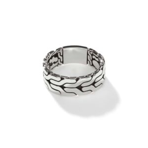 Carved Chain Band Ring, Sterling Silver, 8MM