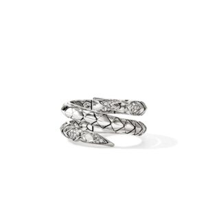 Naga Ring, Sterling Silver, Diamonds, Wide