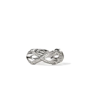 Naga Ring, Sterling Silver, Diamonds, 8.5MM