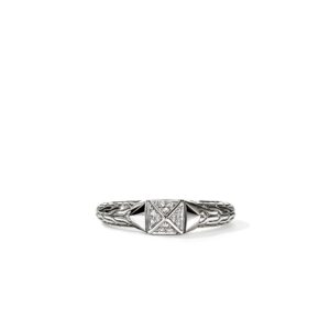Icon Stud Ring, Sterling Silver, Diamonds, 5MM