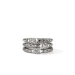 Icon Stud Triple Row Ring, Sterling Silver, Diamonds