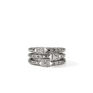 Icon Stud Triple Row Ring, Sterling Silver, Diamonds