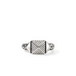 Icon Stud Ring, Sterling Silver, Diamonds,  9MM