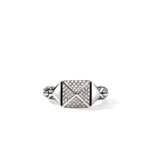 Icon Stud Ring, Sterling Silver, Diamonds,  9MM
