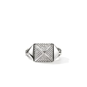 Icon Stud Ring, Sterling Silver, Diamonds, 11.5MM
