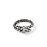 Spear Ring, Dark Silver, Diamonds