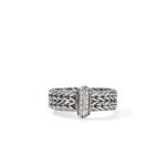 Icon Link Bar Ring, Sterling Silver, Diamonds, 6MM