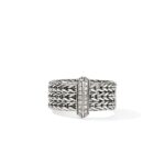 Icon Link Bar Ring, Sterling Silver, Diamonds, 9MM