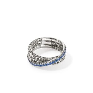 JH Essential Pavé Crossover Ring, Sterling Silver, Gemstones