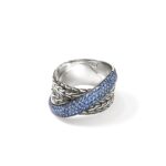 JH Essential Pavé Crossover Ring, Sterling Silver, Gemstones