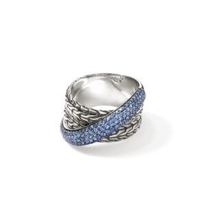 JH Essential Pavé Crossover Ring, Sterling Silver, Gemstones