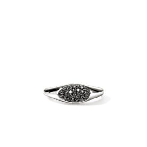 Pebble Ring, Sterling Silver, Black Sapphire