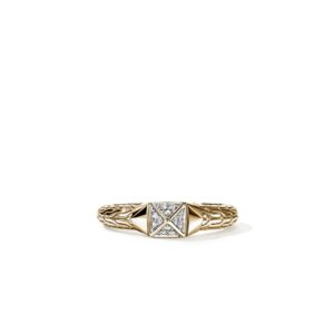 Icon Stud Ring, Gold,Diamonds,  5MM