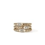 Icon Stud Triple Row Ring, Gold, Diamonds