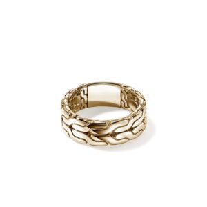 Carved Chain Band Ring, Gold, 8MM