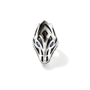 Naga Ring, Sterling Silver, Blue Sapphire