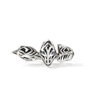 Legends Three Finger Ring, Sterling Silver, Gemstones