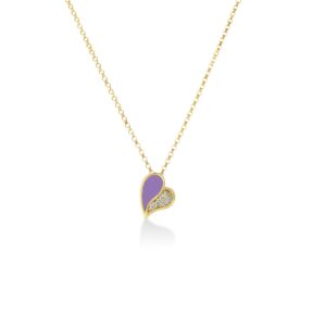 18K Yellow Gold Amorino Diamond And Enamel Heart Necklace