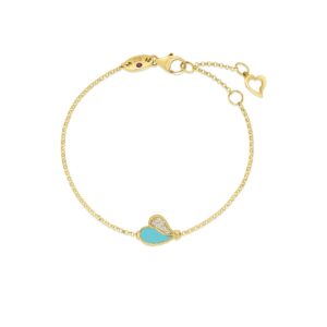 18K Yellow Gold Amorino Diamond And Enamel Heart Bracelet