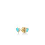 18K Yellow Gold Amorino Diamond And Enamel Heart Stud Earrings