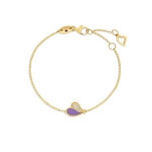 18K Yellow Gold Amorino Diamond And Enamel Heart Bracelet