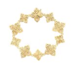 18K Yellow Gold Arabesque Alternating Diamond Flower Bracelet