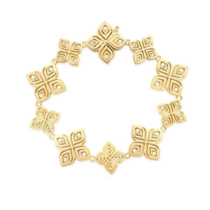 18K Yellow Gold Arabesque Alternating Diamond Flower Bracelet