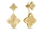 18K Yellow Gold Arabesque Convertible Diamond Flower Drop Earrings