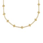 18K Yellow Gold Arabesque Alternating Diamond And Flower Long Necklace
