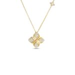 18K Yellow Gold Arabesque Pavé Diamond Flower Necklace