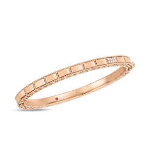 18K Rose Gold Art Deco Mosaic Diamond Accent Bangle