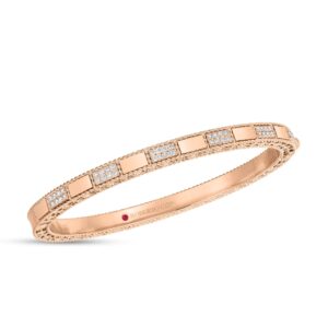 18K Rose Gold Art Deco Mosaic Alternating Diamond Bangle
