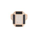 18K Rose Gold Art Deco Mosaic Diamond And Black Jade Ring