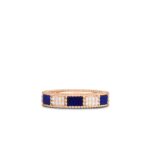 18K Rose Gold Art Deco Mosaic Alternating Blue Lapis And Diamond Ring