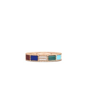 18K Rose Gold Art Deco Mosaic Mixed Stones Ring