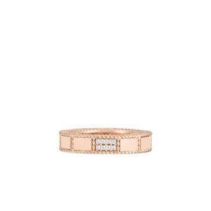 18K Rose Gold Art Deco Mosaic Diamond Accent Ring