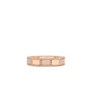 18K Rose Gold Art Deco Mosaic Alternating Diamond Ring