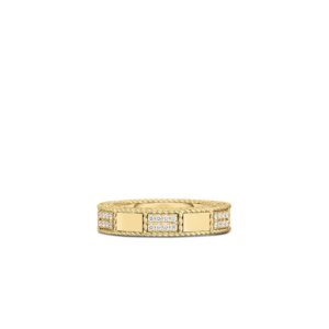 18K Yellow Gold Art Deco Mosaic Alternating Diamond Ring