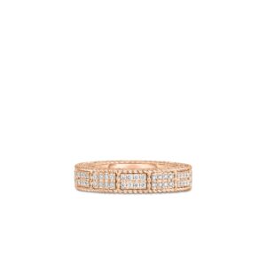 18K Rose Gold Art Deco Mosaic Pavé Diamond Ring