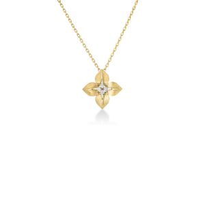 18K Yellow Gold Princess Star Medium Diamond Star Necklace