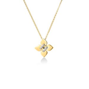 18K Yellow Gold Love In Verona Diamond Flower Necklace