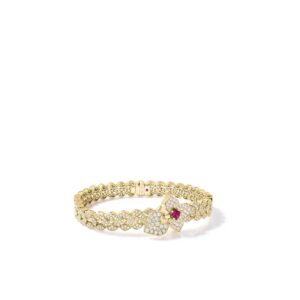 18K Yellow Gold Venetian Princess Diamond And Rubellite Bracelet
