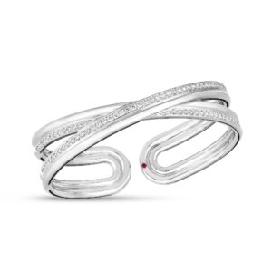 18K White Gold Cialoma Diamond Crossover Bangle