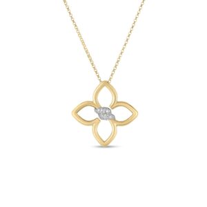18K Yellow Gold Cialoma Diamond Flower Necklace