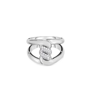 18K White Gold Cialoma Diamond Single Knot Ring